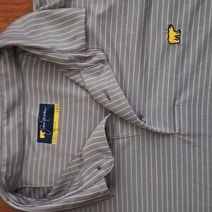 Jack Nicklaus Tradewinds Golf Polo Grey With White Stripes Men's Lg ~ Like New